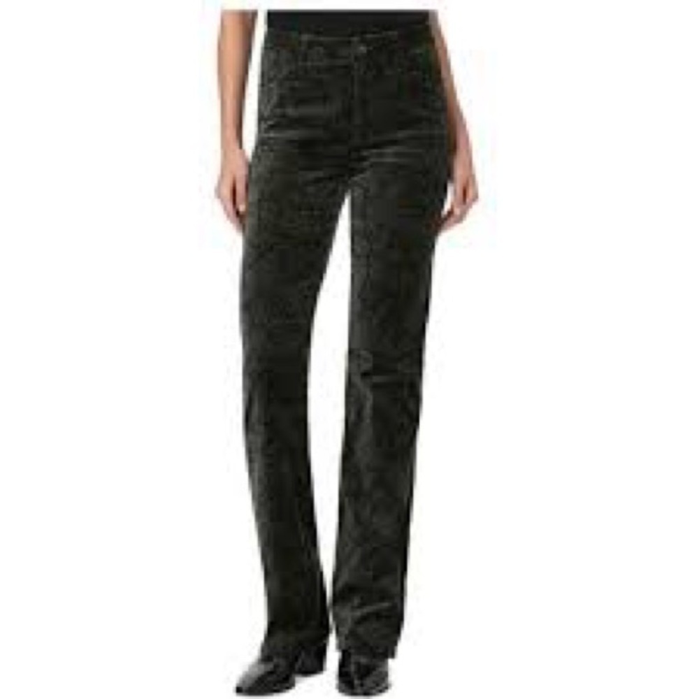 NEW Morris & Co x Paige Naomi Velvet Dark Forest High Waist Slim Bootcut Jean 00